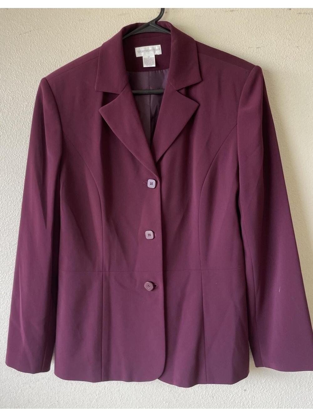 Vintage Worthington Size 12 Solid Wine Maroon Blazer Shoulder Pads